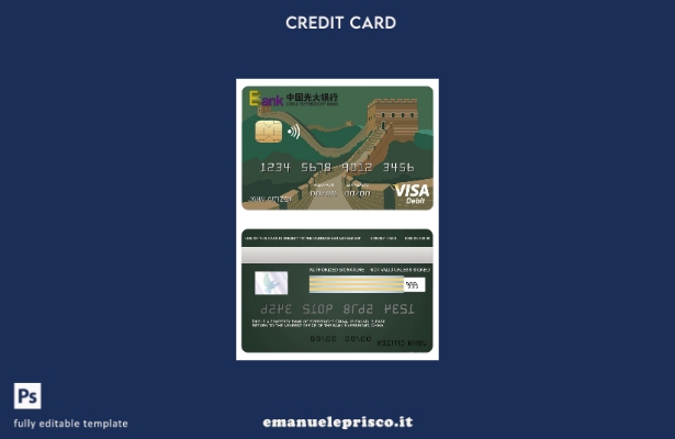 modello di carta visto bancario China Everbright in stile verificato